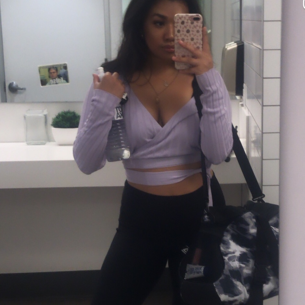 Lavendar long sleeve wrap top